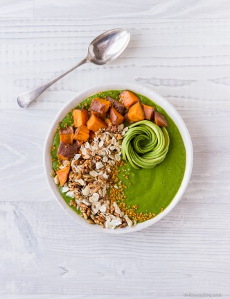 Green Smoothie, Sweet Potato & Granola Bowl