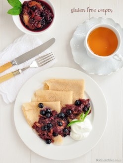 Gluten-Free Crepes with Peach & Blueberry Compote